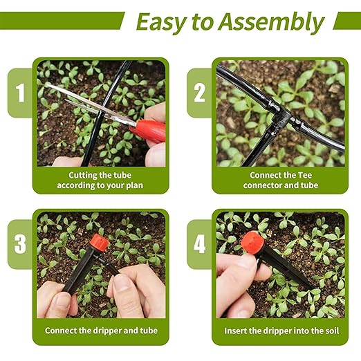100 pcs Drip Emitters for 1/4 inch Drip Irrigation Tubing 360 Degree Adjustable Water Flow Irrigation Emitters Drippers for Drip Irrigation Water Emitters Irrigation Drip Heads for Flower Plant