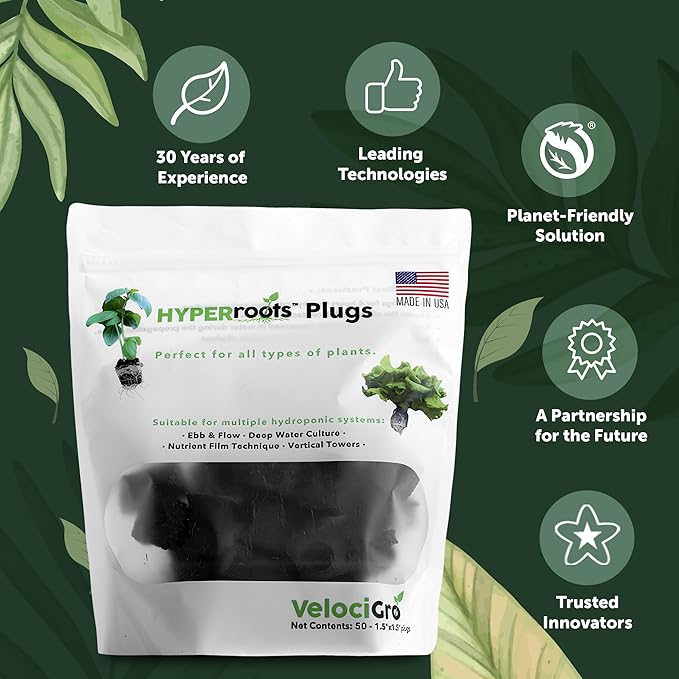 Compostable Seed Starter Plugs - Sustainable Seed Pods Made from Plant-Based Sugars - Outperforms Peat, Coir, Rock Wool for Hydroponics, Indoor, or Outdoor Gardening (1.5" x 1.5", 50ct)