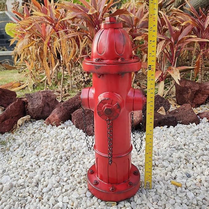 Fire Hydrant for Dogs to Pee On-16 Inches Red Puppy Pee Post Training Tool Resin Yard Garden Indoor Outdoor Statue