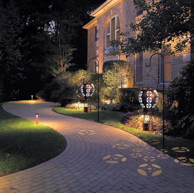 Hot Air Balloon Solar Lantern for Garden Decor,2 Pack Matal Hanging Lantern,Outdoor Metal LED Solar Lights for Yard Patriotic Trees Decor