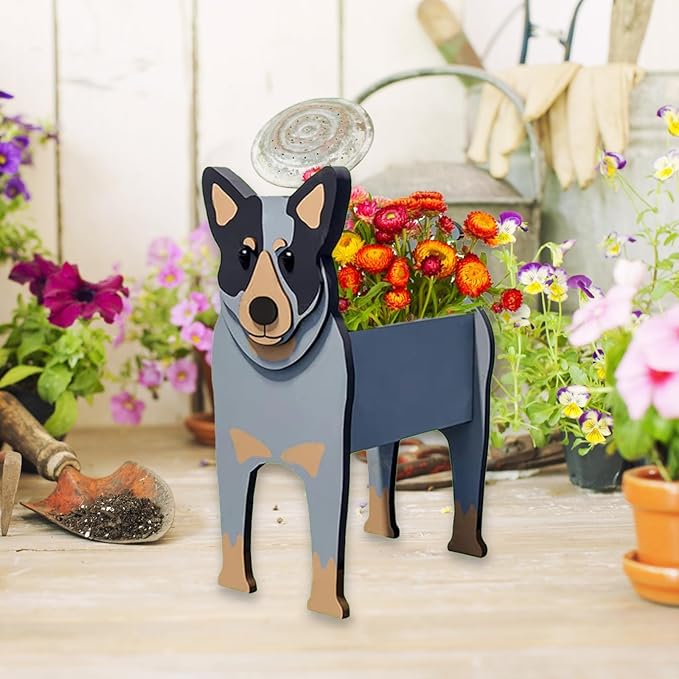 Australian Cattle Dog Planter Plant Pots,Cute Garden Dog Flower Planter,Dog Planters Birthday Gifts for Women,Office,Indoor/Outdoor Decor（9.45 * 9.02 * 13.39in）