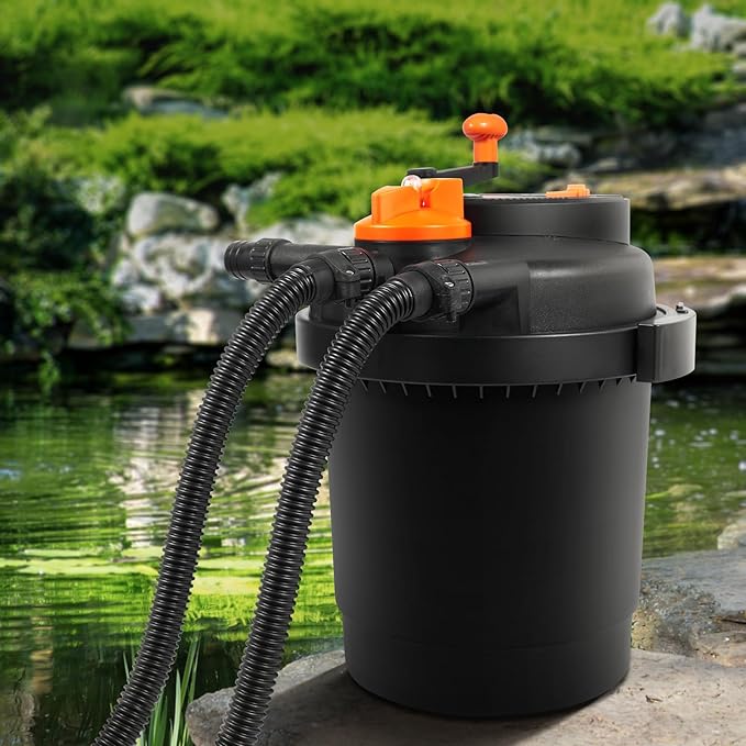 VEVOR Bio Pressure Pond Filter, Up to 1600 Gallons, with 13W UV-C Light, 1580 GPH, Pressurized Biological Pond Filter System Filtration Equipment for Fountain Pool, Koi Fish Aquarium Tank Garden Water