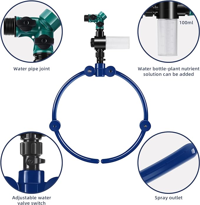 360° Tree Water Sprinkler,Tree Root Watering Tool,Water Ring Sprinkler Irrigation System for Outdoor Plants Raised (Blue)