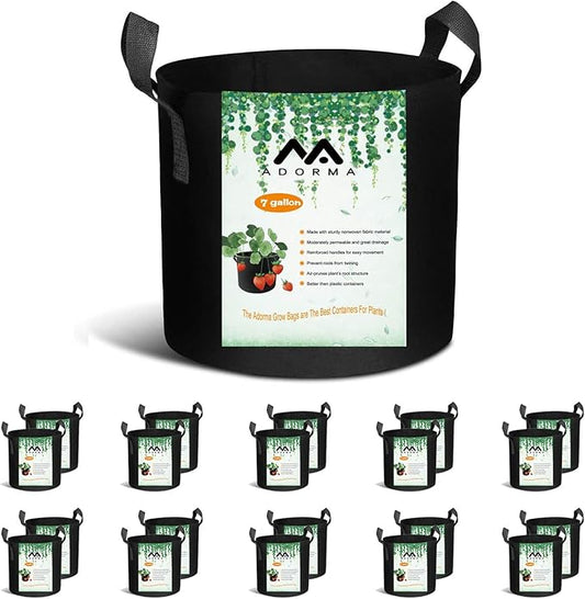20-Pack 7 Gallon Grow Bags, Heavy Duty Aeration Fabric Pots with Handles,300G Thickened Nonwoven Pots for Plants/Vegetables/Flowers
