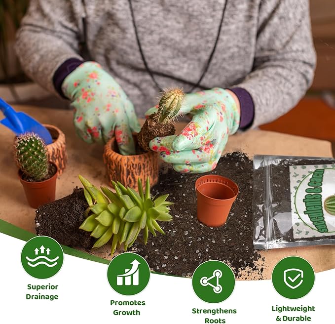 Cactus and Succulent Soil Potting Mix 10qt, Well Draining Chunky Soil Mix for Indoor Plants, Gritty Soil for Healthy Indoor Plants - Spike & Bloom
