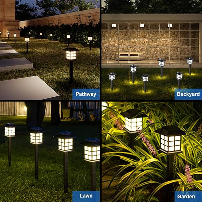 Solar Garden Outdoor Lights 12 Pack,Outdoor Landscape Lights Solar Waterproof Garden LED Lights for Pathway Patio Driveway Walkway Porch, Auto On/Off (Warm Light)
