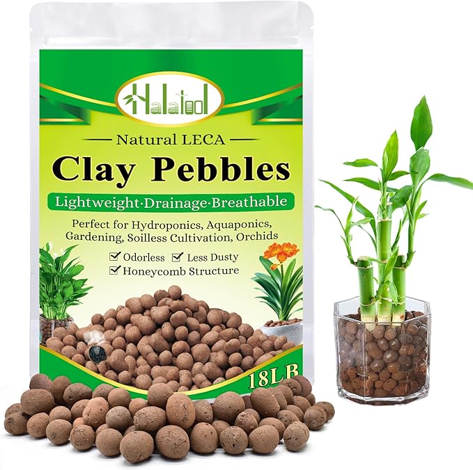 Halatool 18LB Hydroton Clay Pebbles for Plants 4mm-16mm Lightweight Hydro Leca Balls for Potted Plants Hydroponics Gardening Orchids Drainage Decoration Aquaponics Aquariums