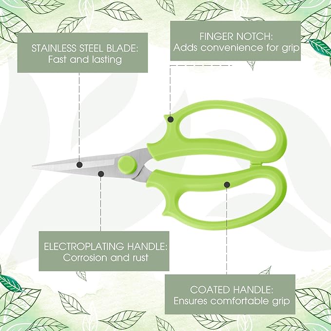 Amylove 12 Pcs Garden Flower Scissors Pruning Scissors Floral Shears Stainless Steel Garden Clippers with Comfortable Handles Flower Cutters for Branches Leaves Fruit Picking Trimming(Cute Color)