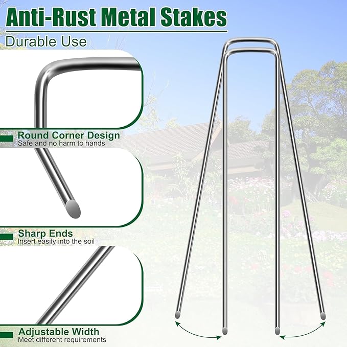 12 Inch 11 Gauge Galvanized Landscape Staples Stakes for Decoration, 25/100/200pcs Garden Metal Stakes for Weed Barrier Fabric, Fence Stakes, Tent Stakes (12in,150pcs)