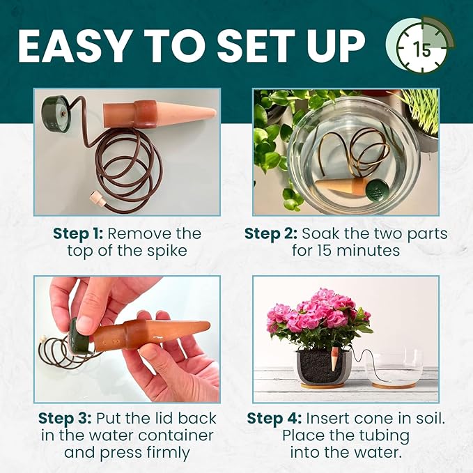 Blumat Classic Plant Watering Stakes - Self-Watering Insert for Indoor and Outdoor Plants - Automatic Slow Release Irrigation System for Potted Plants - Houseplant Care Device (50 Packs)