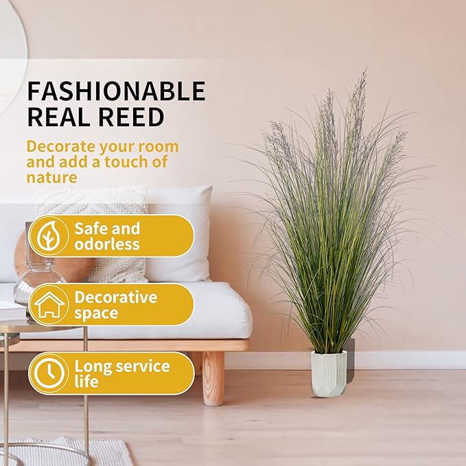 Artificial Plant 5ft(2pack) Tall Artificial Grass Plant,Faux Plants Indoor Home Decorative Artificial Plants & Flowers in Pot Fake Plant, House Plant Indoor