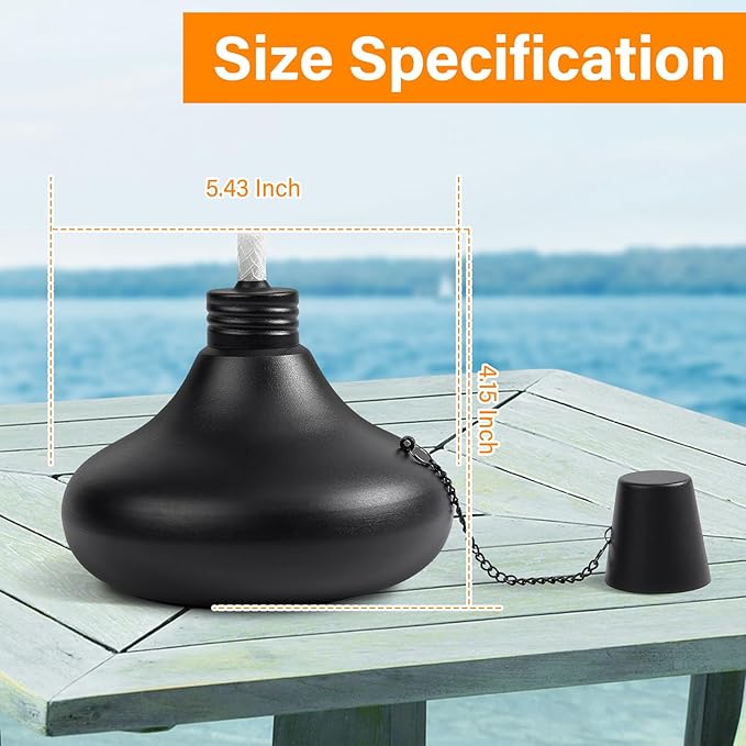 Upgraded Tabletop Torches Set of 4, 24oz Citronella Candles for Outdoor, Metal Table Top Torches for Outside, Refillable Torch Lanterns for Patio, Yard, Deck, Garden, Party