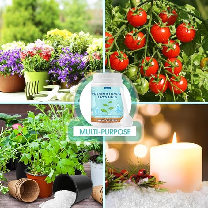 3LB Water Storing Crystals for Plants with Spoon, Water Gel Solves Plant Over-Watering and Drought Problems, Keeps The Soil Moist, Small Water Storing Polymer Crystals for Plants Candle - by Oycevila