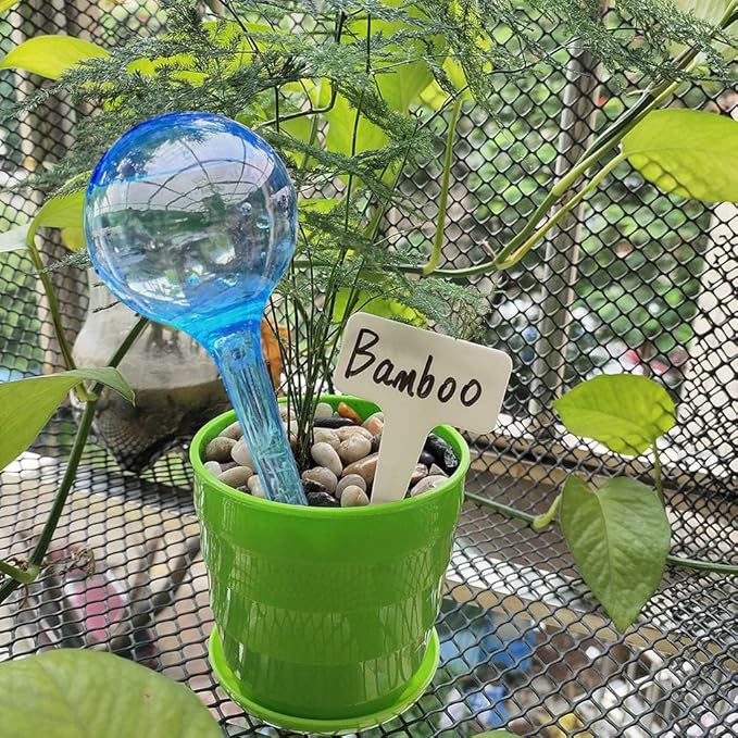 10pcs Plant Watering Globes, Plastic Plant Automatic Water Bulbs Flower Self Feeder Balls Irrigation Device Auto Waterer Planter Insert Stakes for Indoor Outdoor Garden Potted While Away on Vacation