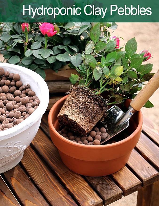 Expanded Hydroponic Clay Pebbles 2.5qt, 8mm-12mm, Natural Organic Flower Orchid Plant Grow Media, Porous Stones for Hydroponics, Drainage, Decoration, Aquaponics and Other Gardening Essentials