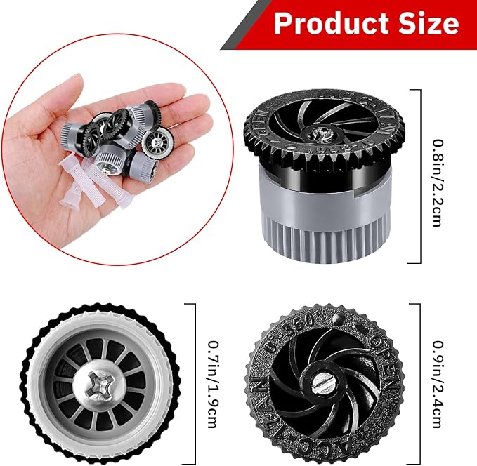 10 Pieces Variable Arc Nozzle, Replacement Pop-up Sprinkler Heads Compatible with Hunter, RainBird, Orbit High Efficiency Pop Up Sprinklers for Garden Lawn Irrigation (17AN)