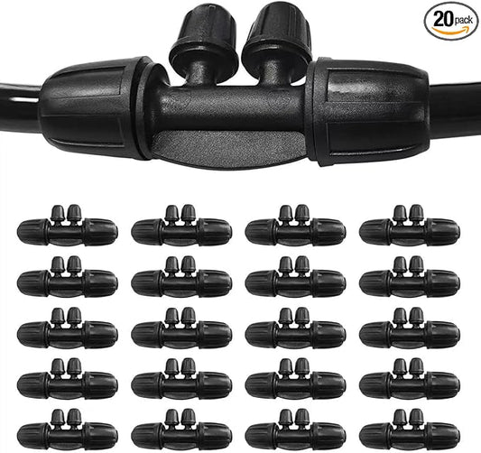 20 Pcs 1/2 Inch to1/4 Inch Drip Irrigation Tubing Fittings,Irrigation Hose Connectors,Lock Barbed Tee 4 Way for Lawn Plant Garden Watering System,Drip Irrigation System (1/2'' ID x 0.60''-0.63'' OD)
