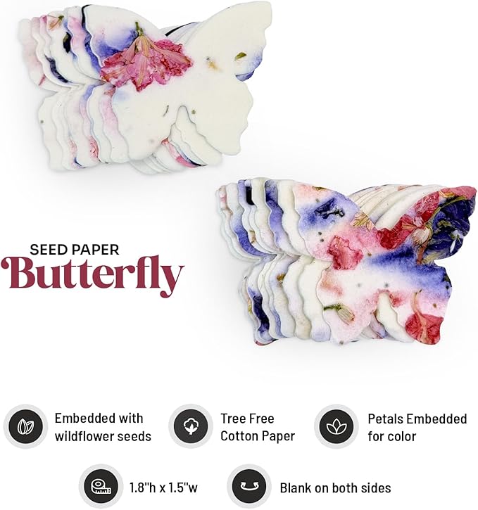 50 pcs Small Pink and Purple Butterflies – Plantable Seed Paper for Weddings, Gifts, and Life Events (#56s)