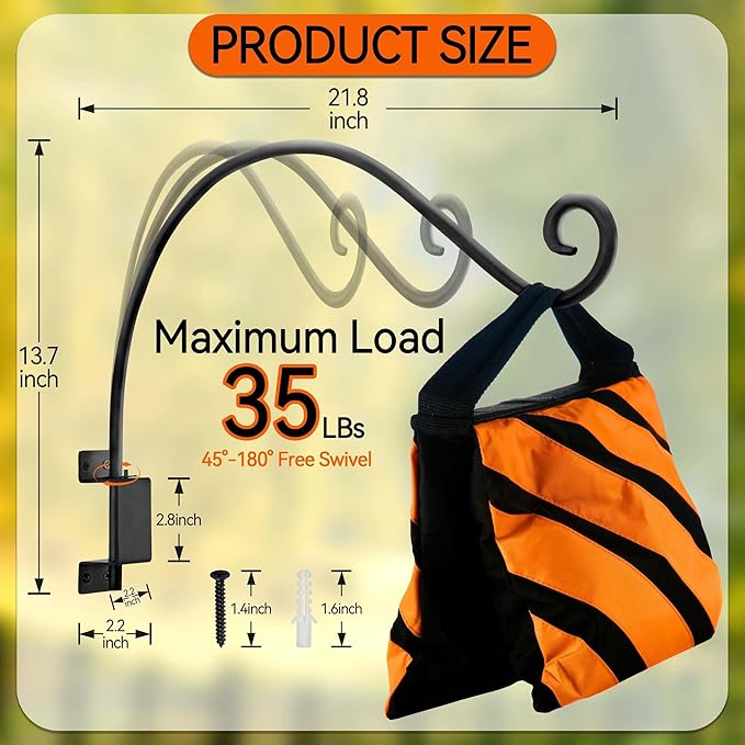 AJART Bird Feeder Hanger for Outside:22-inch Swivel Hanging Plant Hangers Bracket Outdoor for Garden Patio Yard Tree Wall Mount - Hummingbird Feeder Hooks