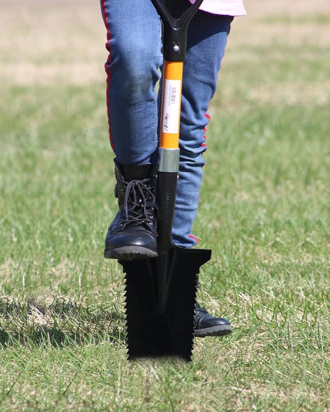 Ashman Short Handle Drain Spade Teeth Shovel (6 Pack), Sharp Shooter Shovel, Trenching Spade, Drainage Spade - Perfect Razor Blade Trenching Shovel D-Grip for Digging and Trenching and Transplanting.