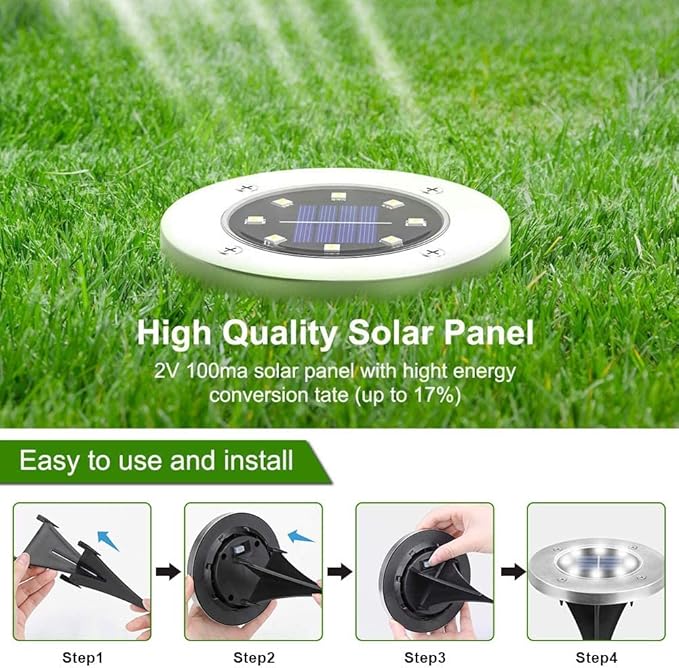 ZGWJ Solar Ground Lights - 16 Pack Waterproof Solar Garden Lights with Warm White Bright In-Ground Landscape Fixtures for Pathway, Yard, Deck, Lawn, Patio, Walkway