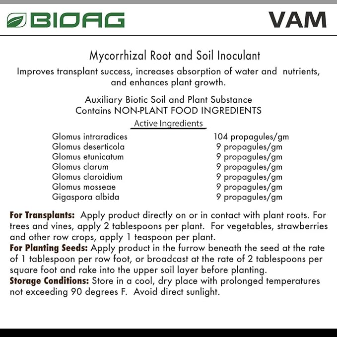 VAM Endo-Mix 7-Blend Mycorrhizal Root & Soil Inoculantfor Transplanting, Root Growth, Seed Germinating, All Plants, Lawn (100 Grams) (BA78001)