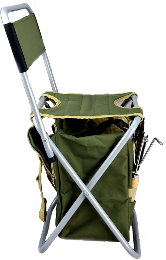 10-Piece Gardening Tool Set with Zippered Detachable Tote and Folding Stool Seat with Backrest