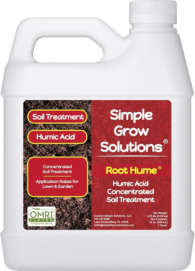 Raw Organic Soil Conditioner- Root Hume- Simple Grow Solutions- Natural Plant & Lawn Treatment- Nutrient Food Enhancer- Concentrated Liquid Humic/ Fulvic- Grass, Tomatoes, Citrus, Flowers, Vegetables