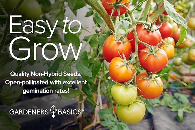 Gardeners Basics, Tomato Seeds for Planting 16 Variety Pack Heirloom Tomato Seeds, Tiny Tim, Cherry Tomato Seeds, Beefsteak Seeds, Roma Tomato Seeds, Determinate and Indeterminate and More, Non GMO