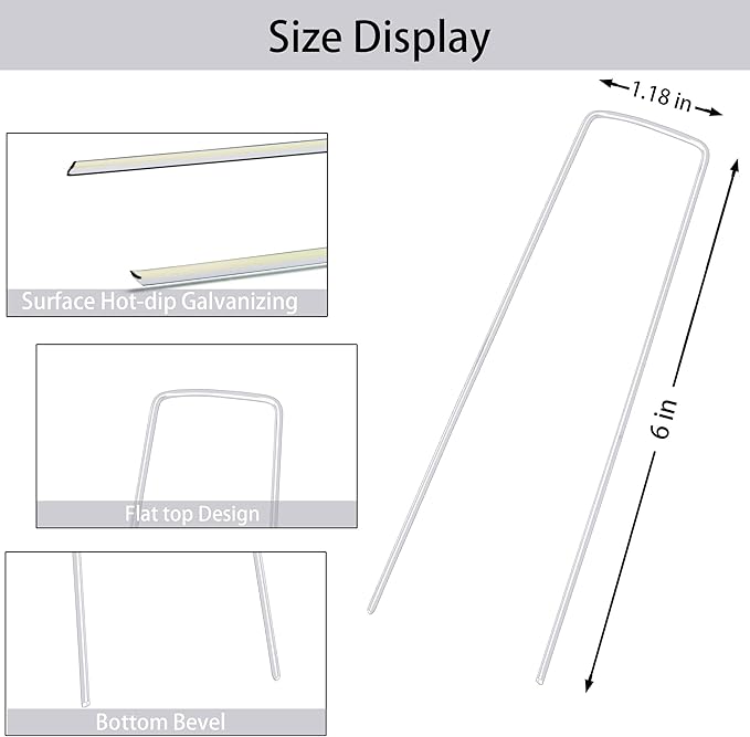 20 pcs 6 inch U-Shaped Landscape Staples, Garden Landscape Staples are Suitable for Outdoor Irrigation Hoses, Artificial Turf Nails, Fixed Fences and Tents, etc.
