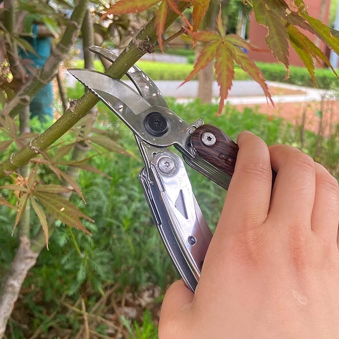 Pruning Shears, 7 in 1 Garden Pruners, Multitools Folding Gardening Shears, 8" Professional Garden Scissors, Garden Clippers, Garden Shears Pruning, Pruning Scissors
