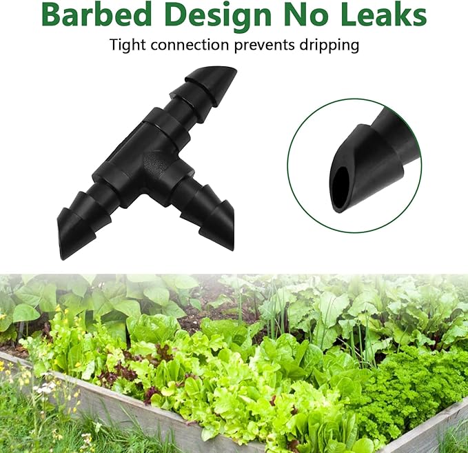 Drip Irrigation Fittings Kit for 1/4" Tubing, 90 Pieces Drip Line Connectors for Drip Systems - 30 Couplings, 20 Tees, 20 Elbows, 20 End Plugs, Drip Irrigation Parts for 1/4 Inch Drip Hose