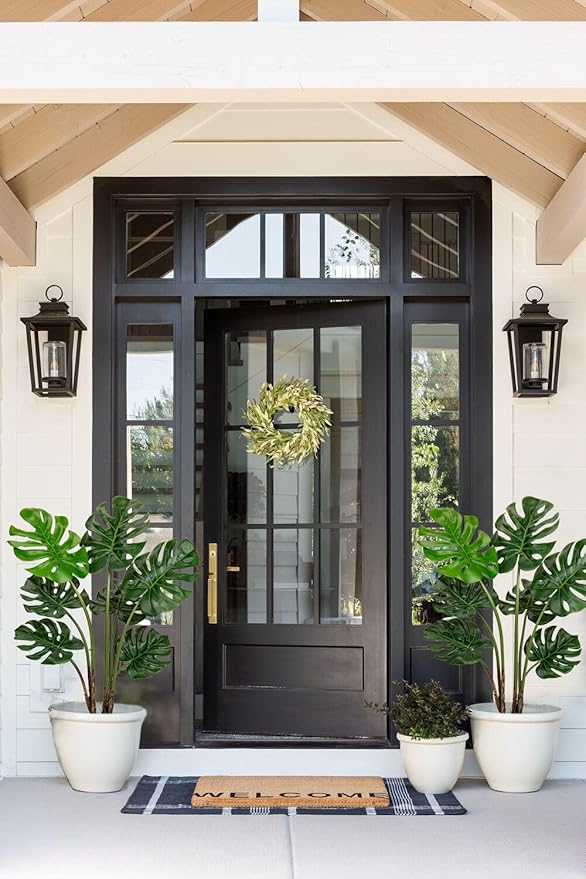 Hollyone Artificial Monstera Deliciosa Plant 3FT Tall Fake Tropical Palm Plants Trees Faux Monstera Indoor Swiss Cheese Plants for Indoor Outdoor Home Office Garden Living Room Decoration, 1 Pack