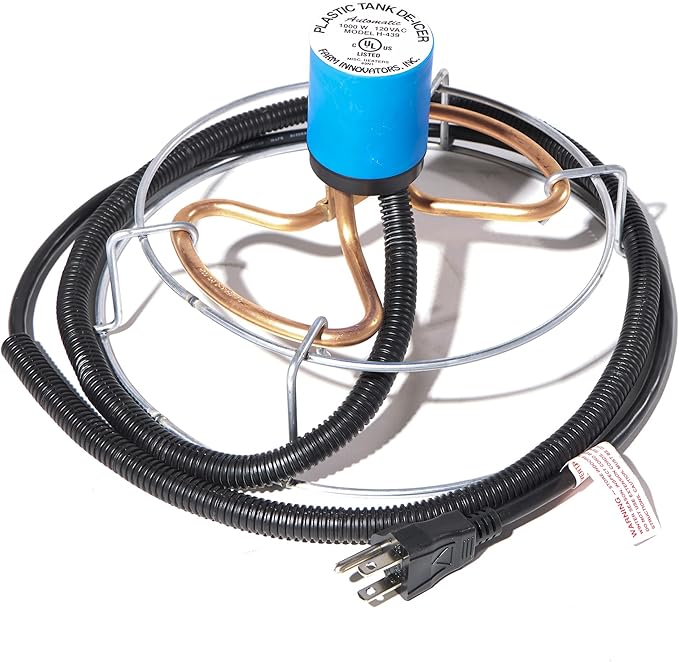 Farm Innovators Model H-439 Economical Submergible Tank De-Icer with Attached Guard, 1,000-Watt