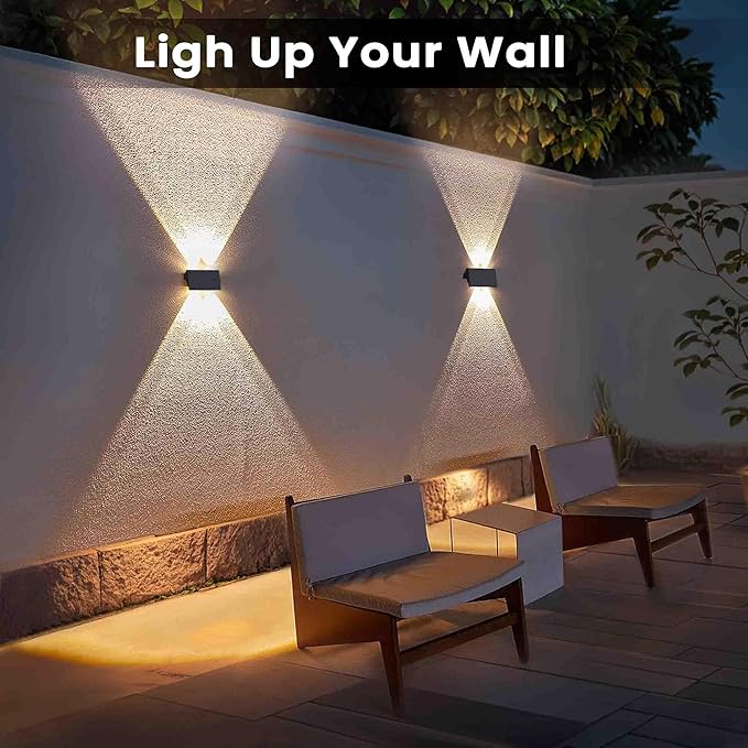 Fence Lights Solar Powered, 12-Pack Solar Fence Lights Up/Down Flexible Buttons, IP67 Waterproof for Outdoor, 120LM Bright, Auto Dusk to Dawn for Wall/Stairs/Yard/Railing/Deck/Pathway (Warm White)