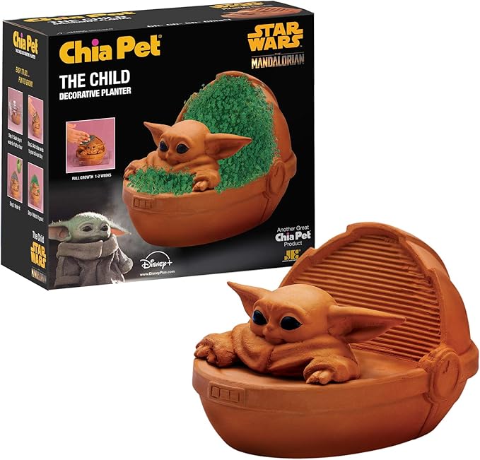 Chia Pet Star Wars Mandalorian - the Child - Black Box with Seed Pack, Decorative Pottery Planter, Easy to Do and Fun to Grow, Novelty Gift, Perfect for Any Occasion