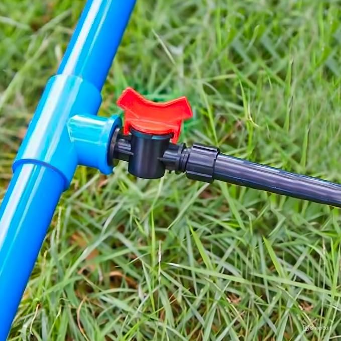 10pcs Drip Tape Connectors Valve Fittings 16mm Grummet x 5/8 Inch Tape-Swivel x 1/2'' Male with Red Handle Shut-Off Irrigation System, Universal Tubing Coupling Locking, Compatible Y112 Thread Type