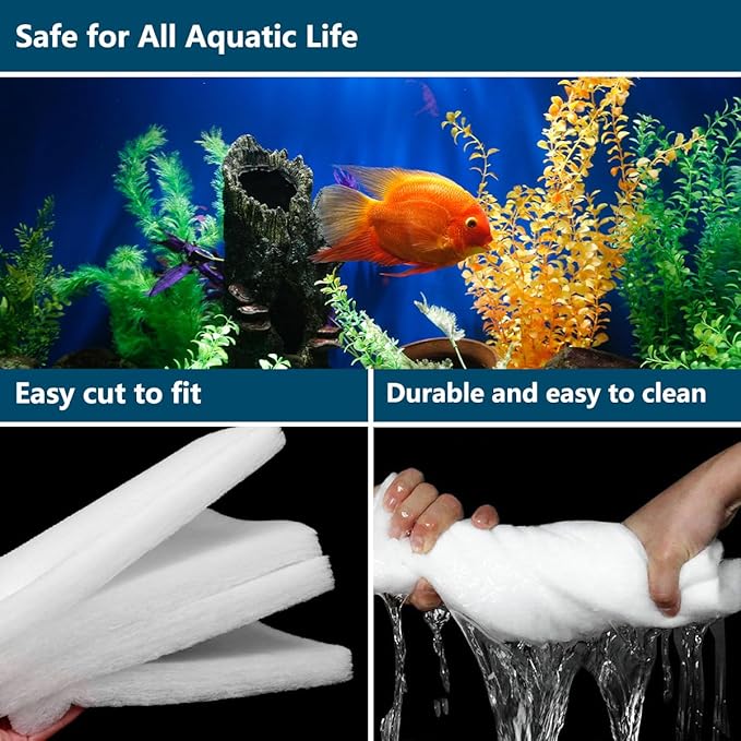 White Koi Pond Filter Pad Fine Bulk - Cut to Fit - Durable Fish Pond Filter Media - Water Garden Aquariums Filter Material - 39.6" (3.3 ft) x 16" x 3/5" - 4/5" Thickness - 2 Pack