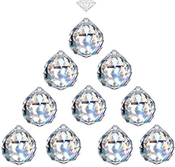 MerryNine 40mm Clear Crystal Ball Prism Sunshine Catcher Rainbow Pendants Maker, Hanging Crystals Prisms for Windows, for Feng Shui, for Gift(40mm/1.57" 10pack)