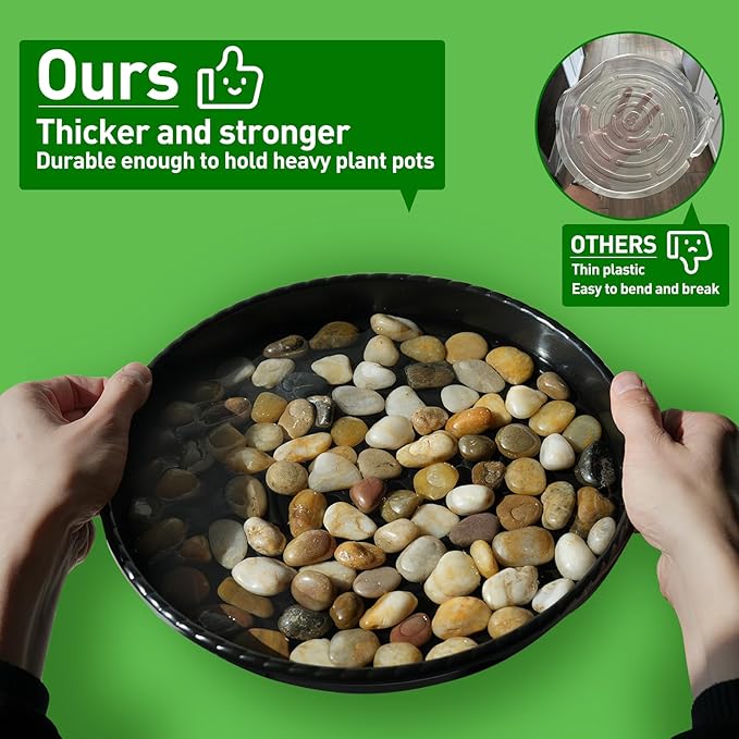 18 Pack of 12 inch & 10 inch & 8 inch Plant Saucers, Durable Plant Trays for Indoors Outdoors, Black Plastic Flower Plant Pot Saucer, Made of Thicker, Stronger Plastic, with Taller Design (8"+10"+12")