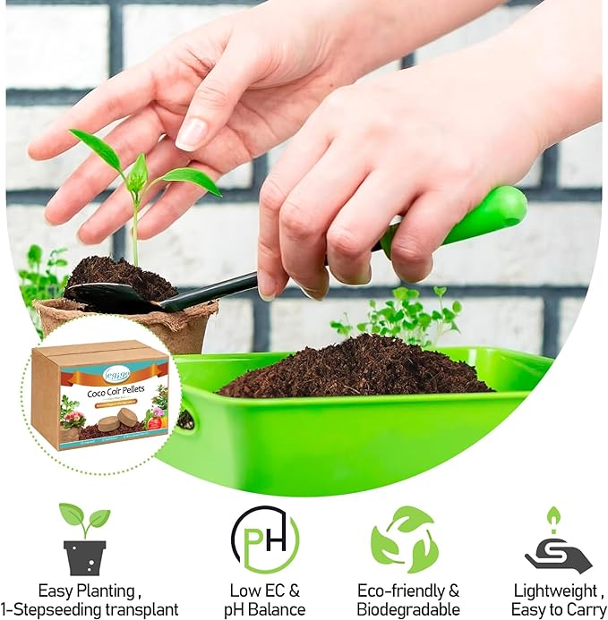 Legigo 200 Pcs 30mm Coco Coir Pellets Seed Starting Soil Mix- Compressed Coconut Coir Pellets Potting Soil Pods for Seedling, Coco Peat Soil Discs for Indoor & Outdoor Plants, Herb Vegetables Flowers