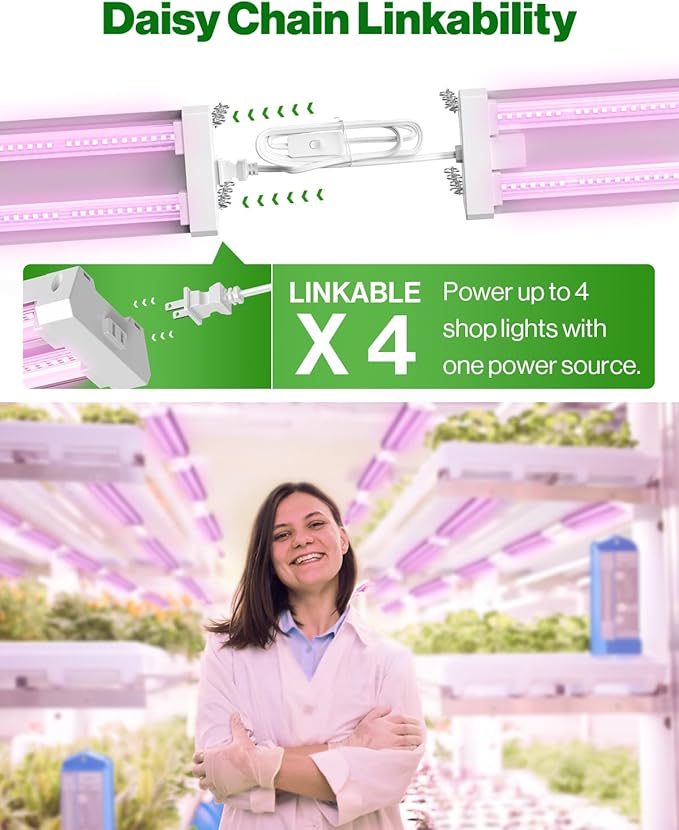 Sunco 4FT LED Grow Light for Indoor Plants 40W, Full Spectrum, Hanging Suspended Fixture, Linkable, Plug in, Greenhouse Year Round for Indoor Plants Seedlings Vegetables Flowers 2 Pack