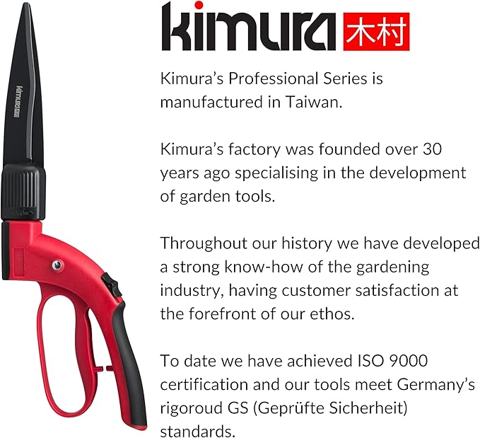 Kimura® Pro Grass Shears - Premium Lawn Shears with 360° Rotating Head, Japanese SK5 Steel Blades, Lightweight, Ergonomic TPR Coated Handles, Garden Shears for Edging and Trimming - 15" Grass Clippers