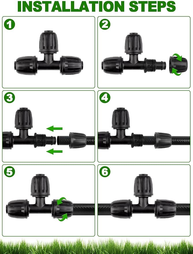 24 Pcs 1/2 inch Tubing Irrigation Fittings Kit, Kalolary Barbed Locked Connectors for Garden Lawn Drip Irrigation System(Switch Valves, T Connectors, Tees, Elbows, Ends, 1/2" to 1/4" tubing Reducers)