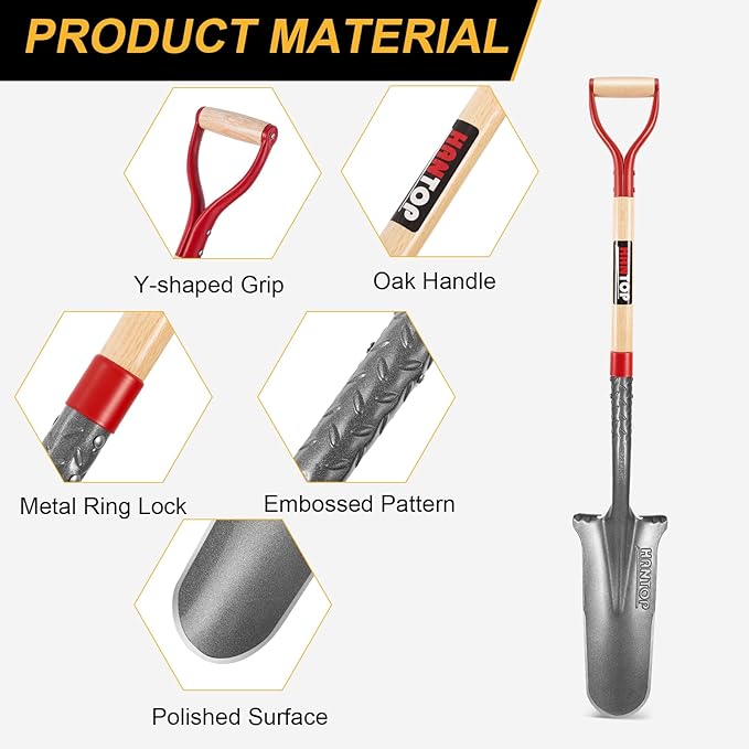 Drain Spade Shovel Digging Spade Trenching Shovel Serrated Shovel Transplanting Spade for Garden Outdoor,44 inches