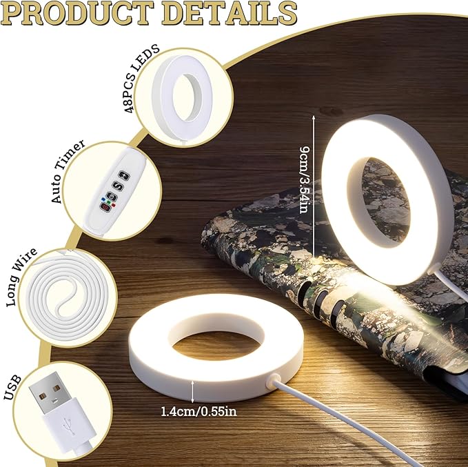 Ceiling Grow Lights for Indoor Plants, 144 LEDs Full Spectrum Halo LED Plant Light, with 3/9/12H Auto Timer Switch, 3 Colors,10 Dimming, Plant Lights for Small Plants, 3 Head