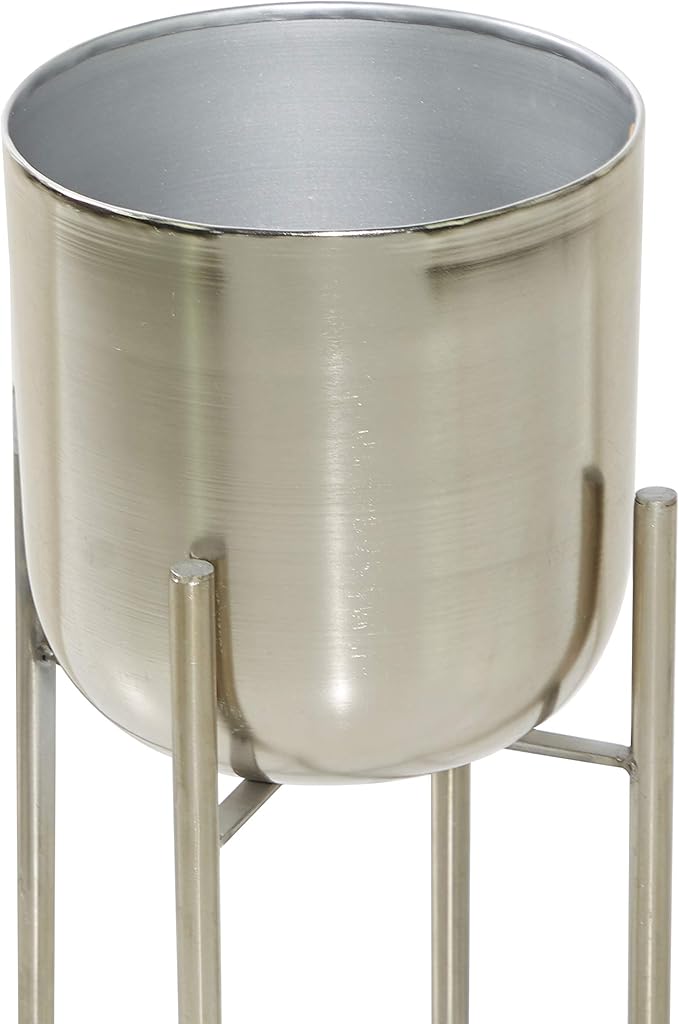 Deco 79 Glam Metal Planters with Stands, Set of 2, 19", 22" H, Silver (Pack of 3, 6 Count Total)