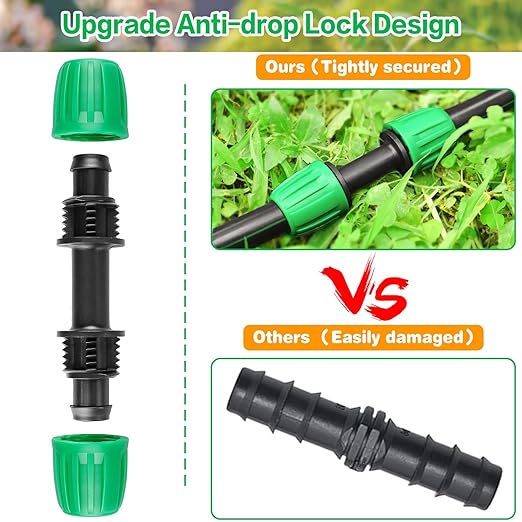 20 Pieces Drip Irrigation Fittings for 1/2 Inch Drip Tubing (1/2" ID x 0.65" OD)：1/2'' Irrigation Tubing Connectors Including Couplings Tees Elbows Valves Reducing Tee Plugs 3/4" Adapters