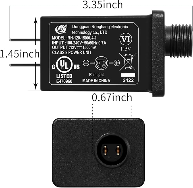 Replacement Yard Inflatable Adapter Power Supply Adaptor - 12V 1.5A 8 Pcs - Inflatable Plug Replacement Class 2 Power Supply - for Christmas Tree Light/Thanksgiving Yard Blow Up Decorations