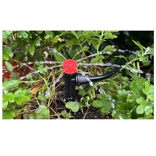 50 Pcs Drip Irrigation Emitters with Lock, Adjustable 360 Degree Water Flow Irrigation Drippers for 1/4 inch Tubing, Garden Irrigation Sprayers for 4-7mm Watering System